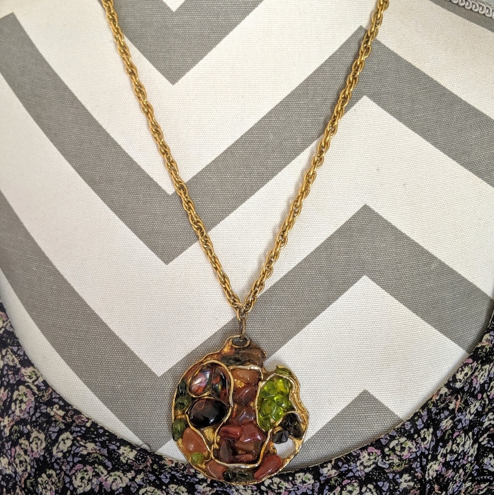 Vintage 1960's 1970's Statement multi-gem Necklace